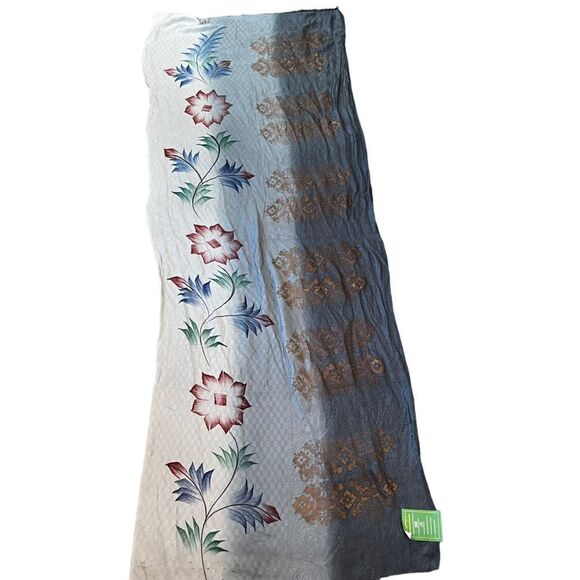 Handloom House silk floral saree stole scarf wrap - Picture 7 of 11